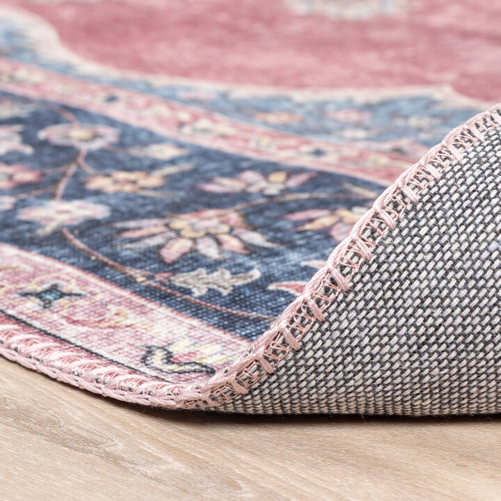 Teppich Vintage Rund - Lily Medaillon Rot Rosa - 7