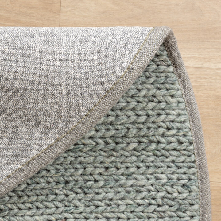 Wollteppich Rund - Twist Grün - 5