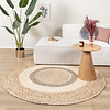 Jute Teppich Rund - Mirai Border Weiss Melange - thumbnail