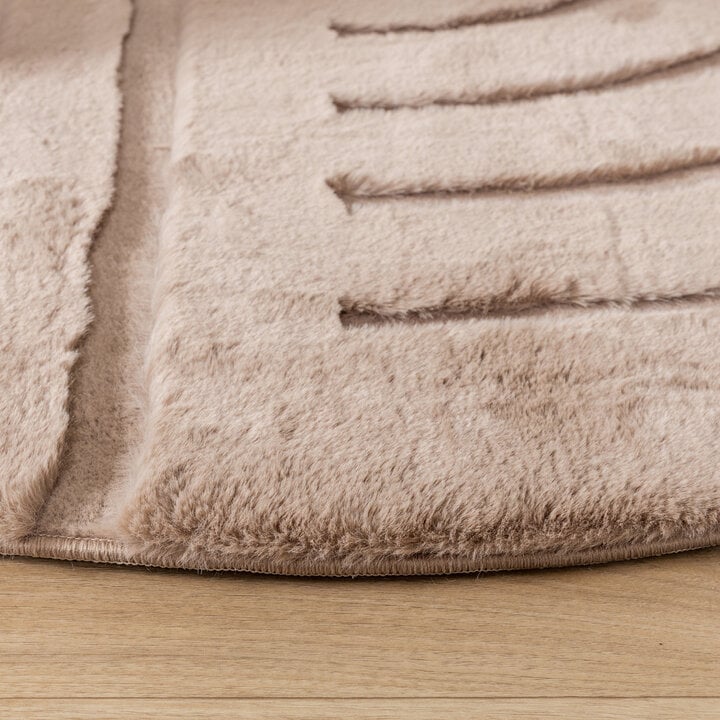 Hochflor Teppich Rund - Carvy Curves Taupe - 5