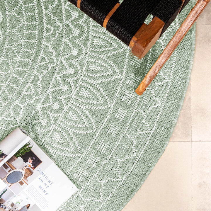 In- & Outdoor Teppich Rund - Summer Azteca Grün - 3