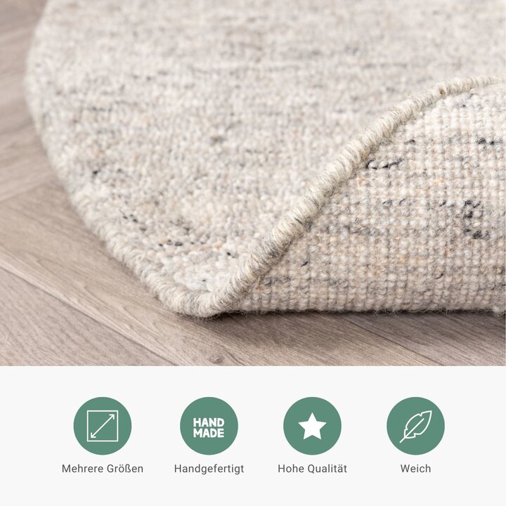 Berberteppich Rund - Aicha Grau - 6
