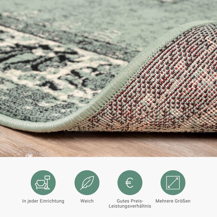 Teppich Vintage Rund - Wonder Grün Schwarz - 5