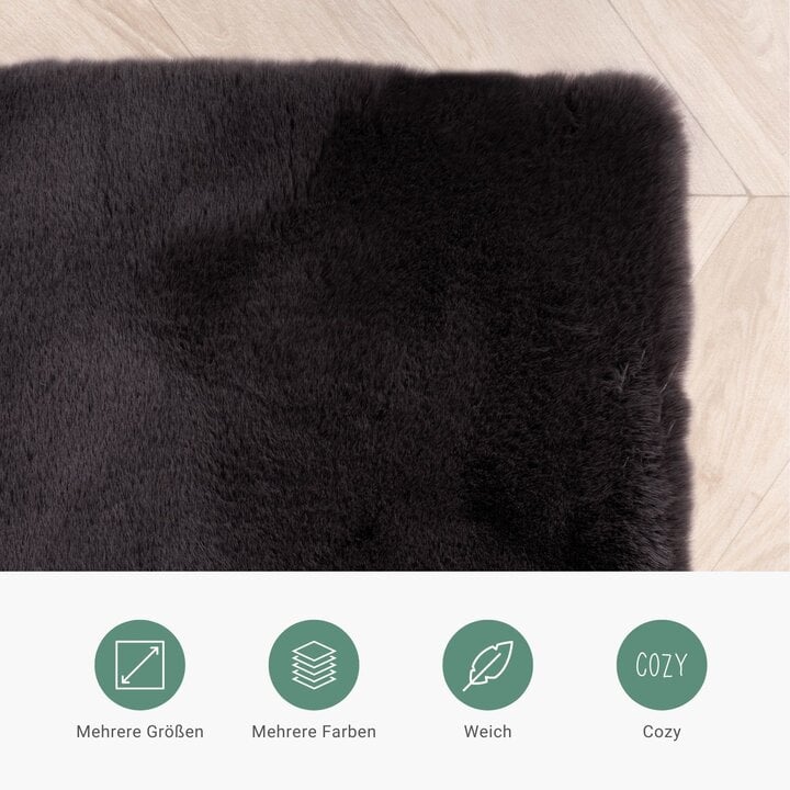 Hochflor Läufer - Comfy Supreme Schwarz - 5