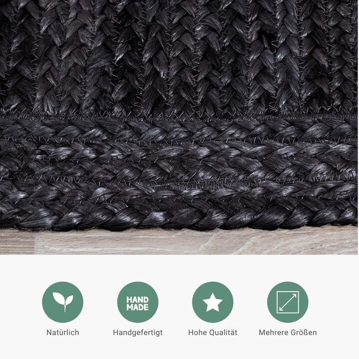 Jute Teppich - Fair Schwarz - 4
