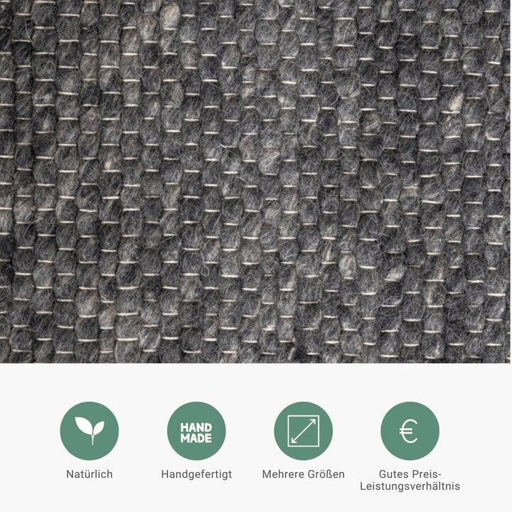 Wollteppich - Feline Anthrazit Meliert - 4
