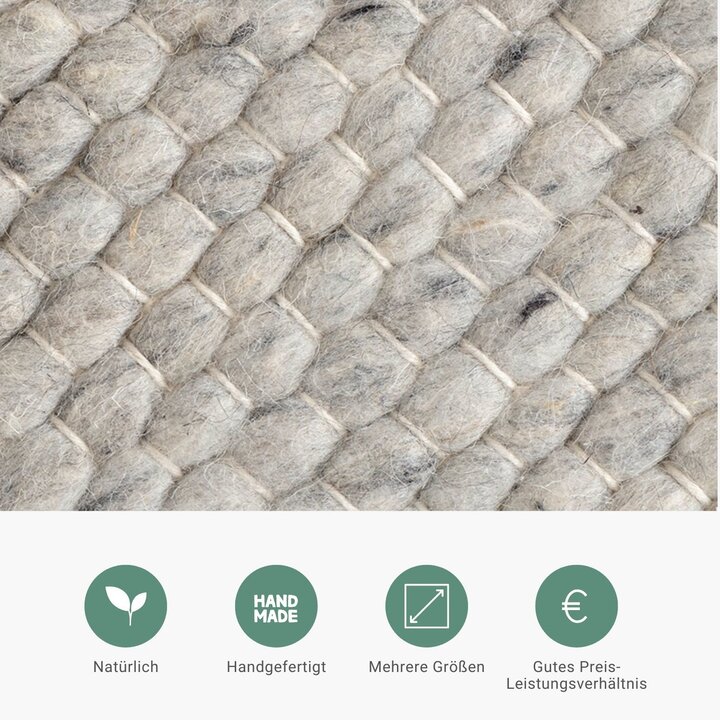 Wollteppich Rund - Feline Grau Meliert - 4