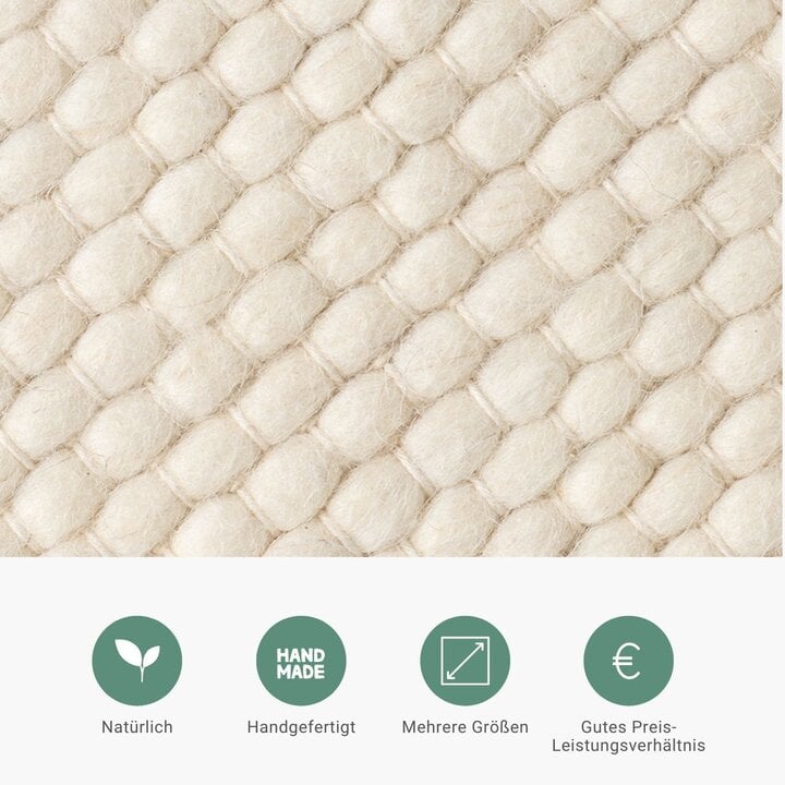 Wollteppich Rund - Feline Weiß - 4