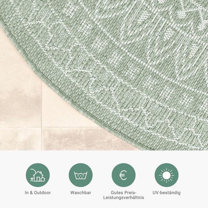 In- & Outdoor Teppich Rund - Summer Azteca Grün - 4