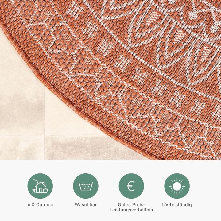 In- & Outdoor Teppich Rund - Summer Azteca Terracotta - 4