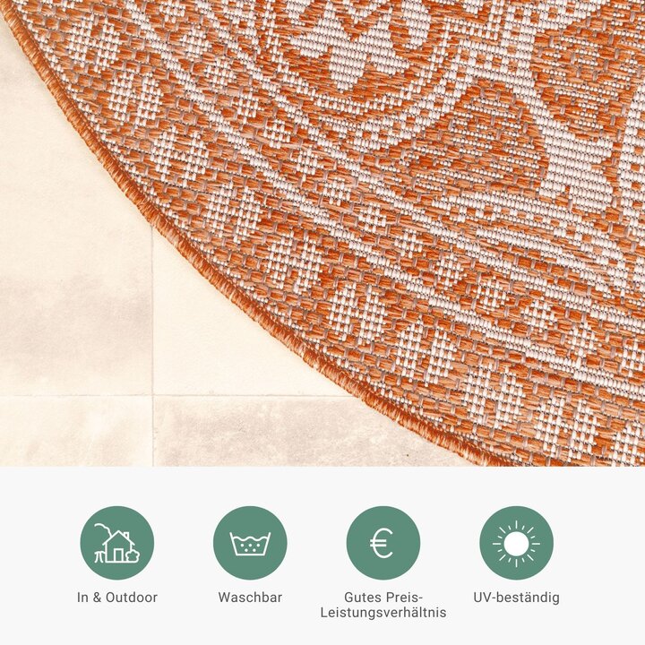 In- & Outdoor Teppich Rund - Summer Oriental Terracotta - 4