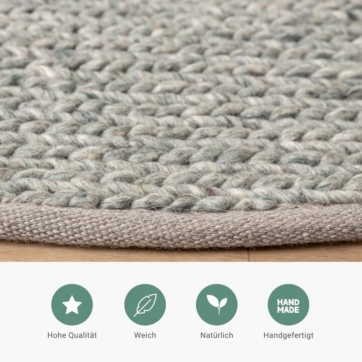 Wollteppich Rund - Twist Grün - 3