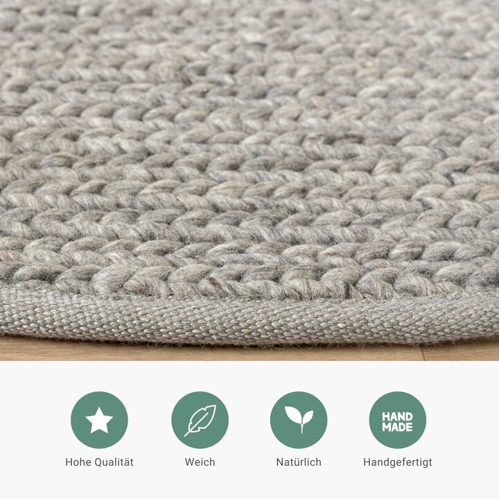 Wollteppich Rund - Twist Grau - 3