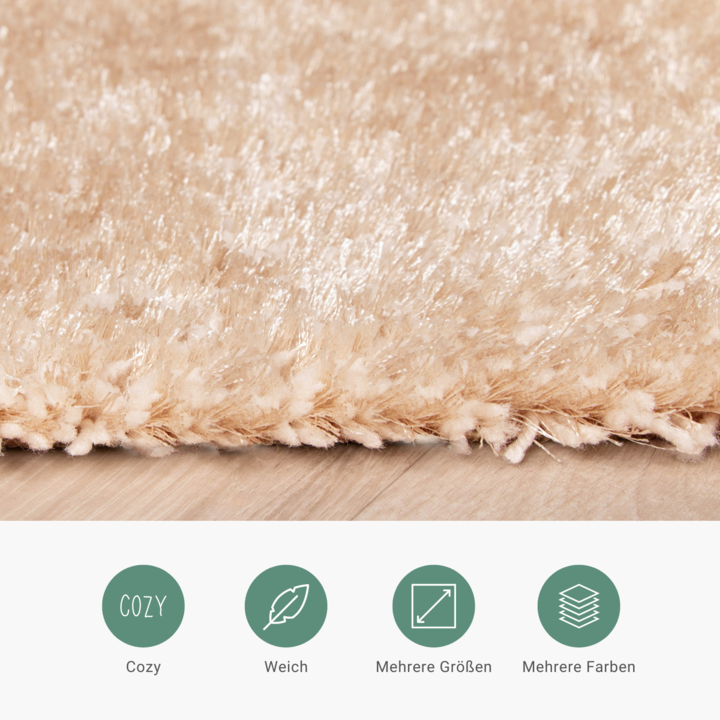 Hochflor Teppich - Glazy Beige Creme - 4