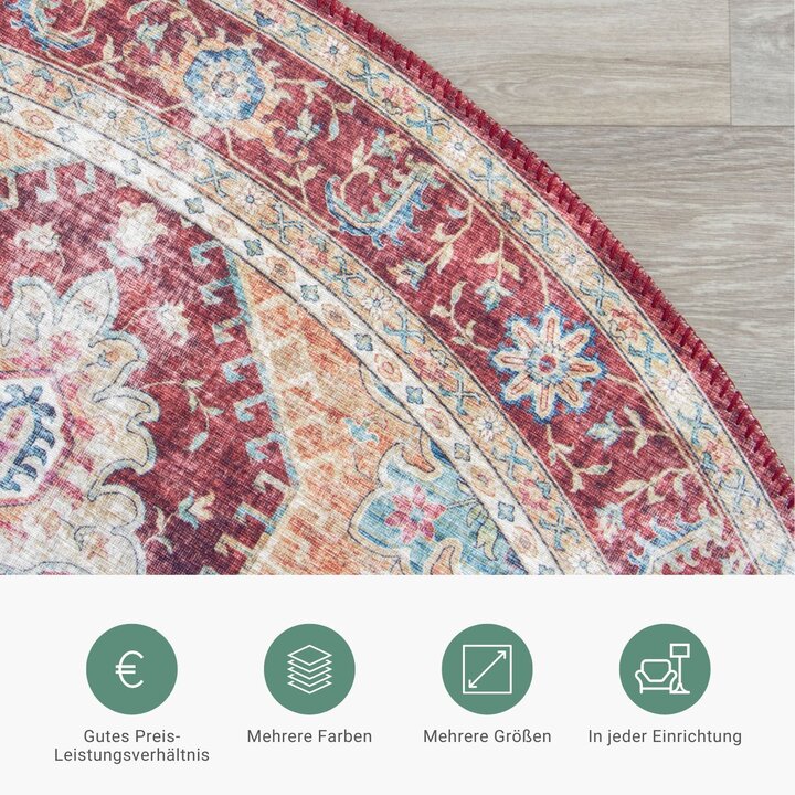 Teppich Vintage Rund - Azara Rot - 5