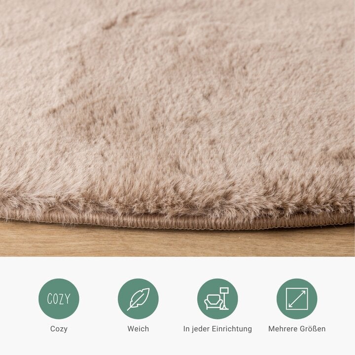 Hochflor Teppich Rund - Carvy Arches Taupe - 4