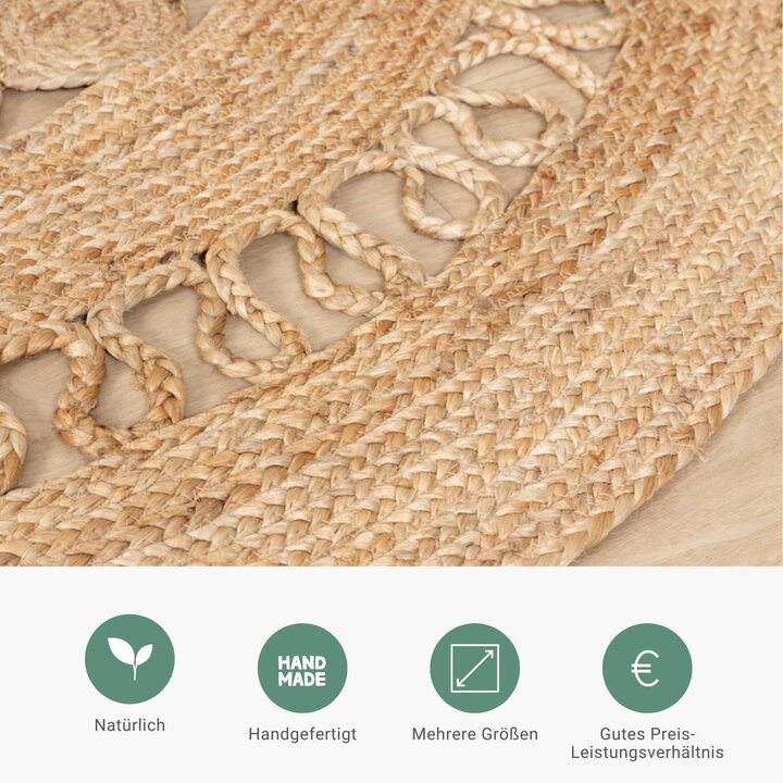 Jute Teppich Rund - Fair Rotan Natur - 4