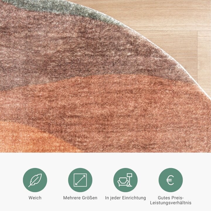 Moderner Teppich Rund - Field Terra Rot - 4