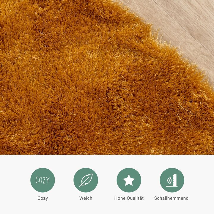 Hochflor Teppich Rund - Glorious Gold Gelb - 5