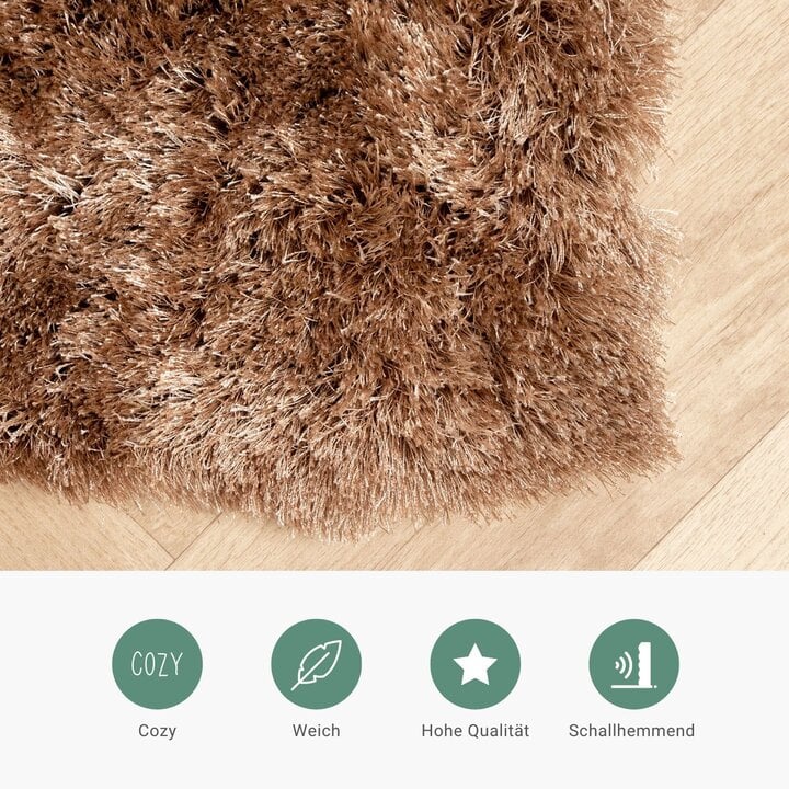 Hochflor Teppich - Glorious Taupe - 5