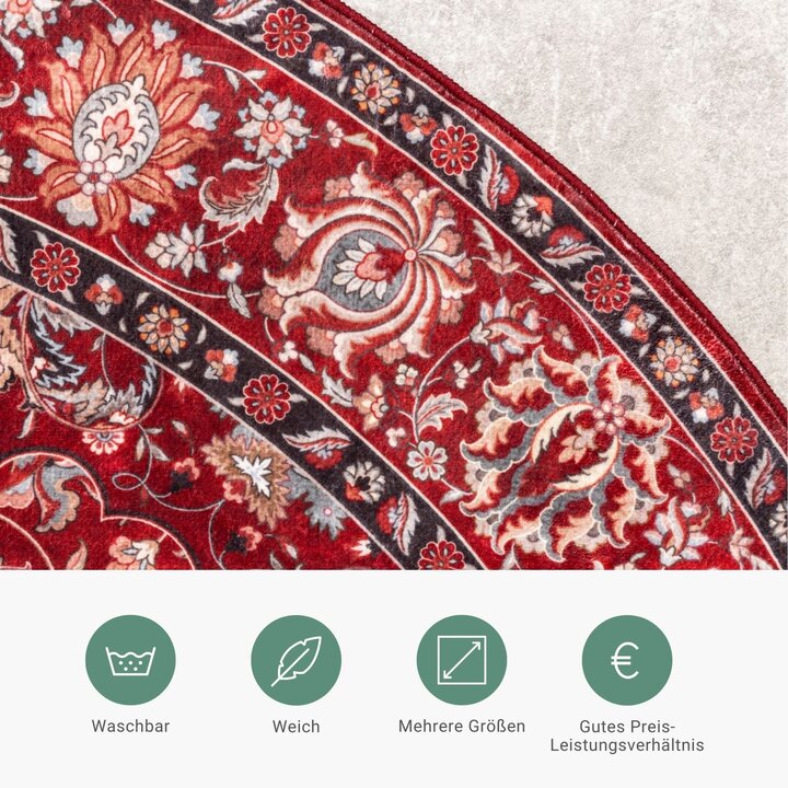 Teppich Vintage Rund - Imagine Medaillon Rot - 4