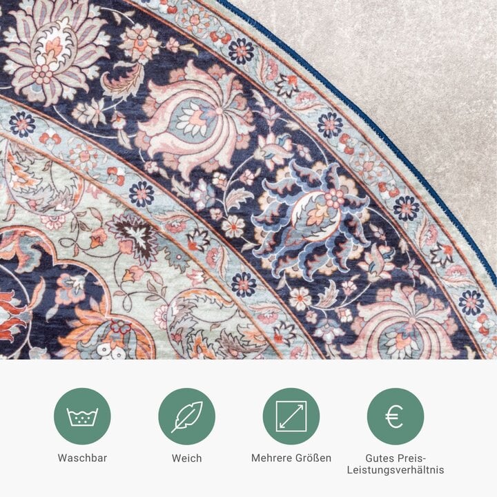 Teppich Vintage Rund - Imagine Medaillon Blau - 4