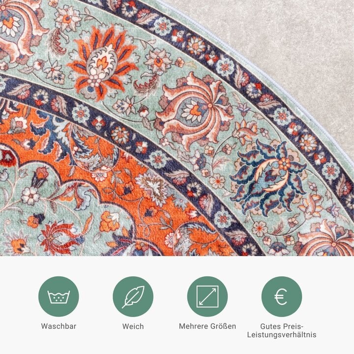 Teppich Vintage Rund - Imagine Medaillon Grün - 4