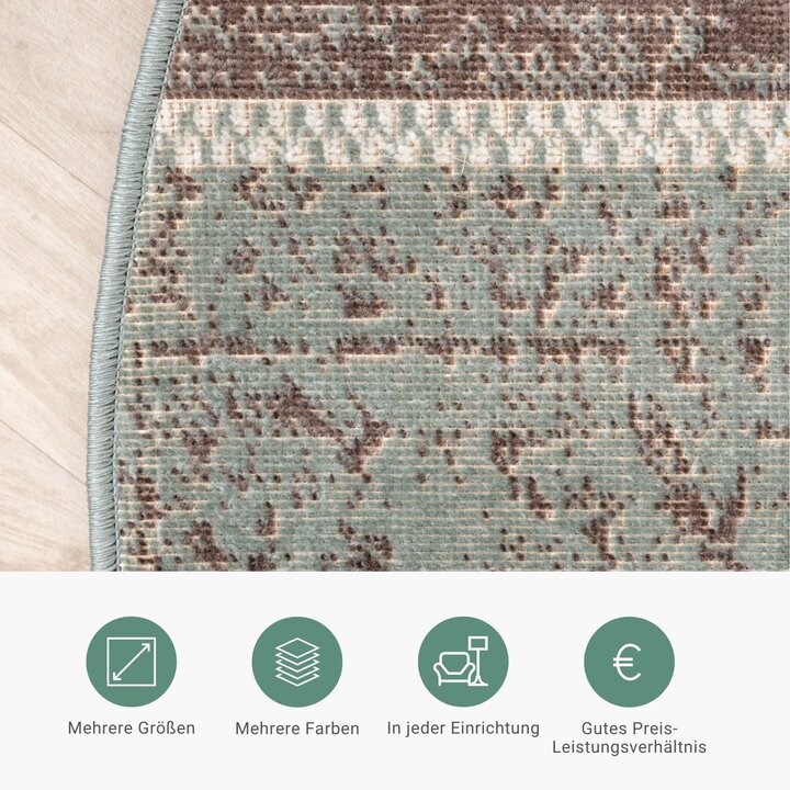 Teppich Vintage Rund - Spring Patchwork Grün Grau - 4