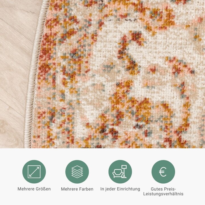 Teppich Vintage Rund - Spring Medaillon Terracotta Creme - 4