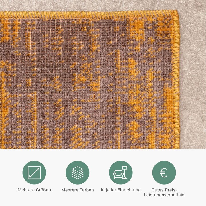 Teppich Vintage - Spring Patchwork Ockergelb Taupe - 5