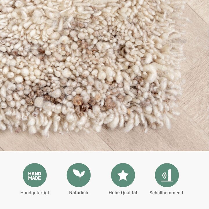 Hochflor Wollteppich - Royal Creme Meliert - 7