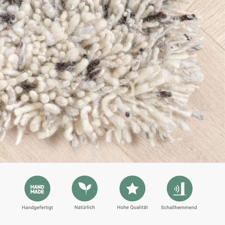 Hochflor Wollteppich - Royal Creme Grau - 6