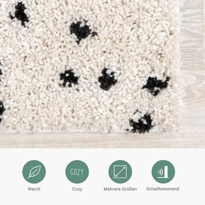 Teppich Hochflor - Grand Dots Creme Schwarz - 4