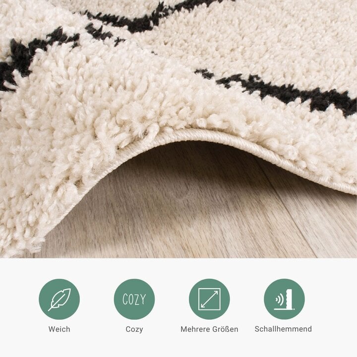 Teppich Hochflor - Grand Moves Creme Schwarz - 4