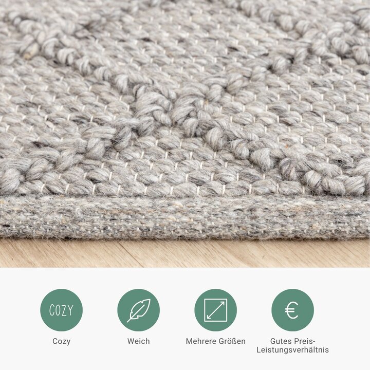 Wollteppich - Knit Grau - 6