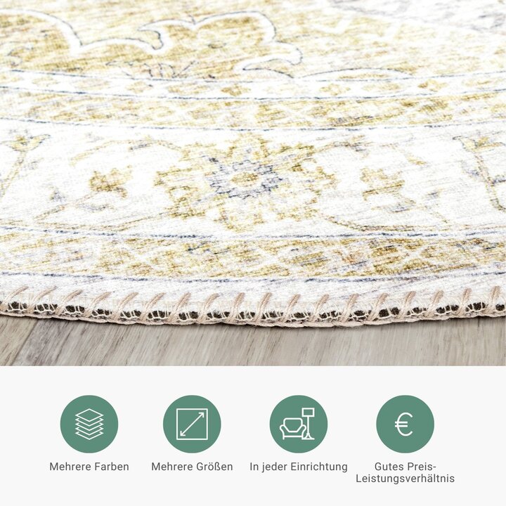 Teppich Vintage Rund - Lago Grün Creme - 4