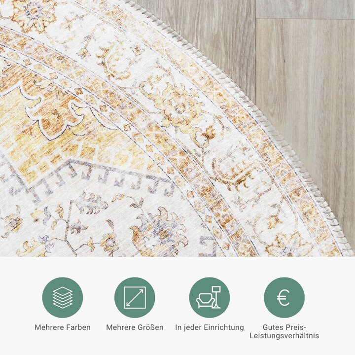 Teppich Vintage Rund - Lago Gelb - 4