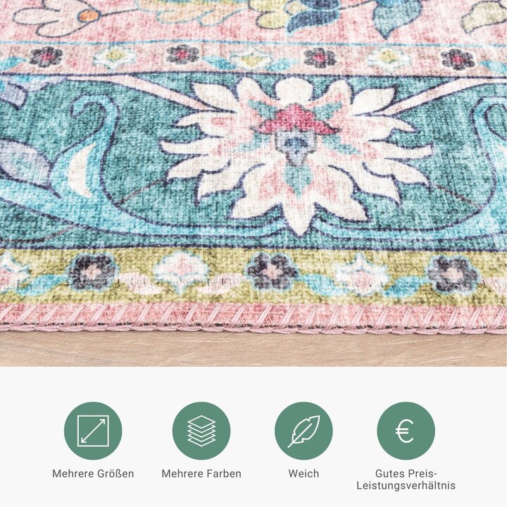 Teppich Vintage - Lily Oriental Blau Rosa - 4