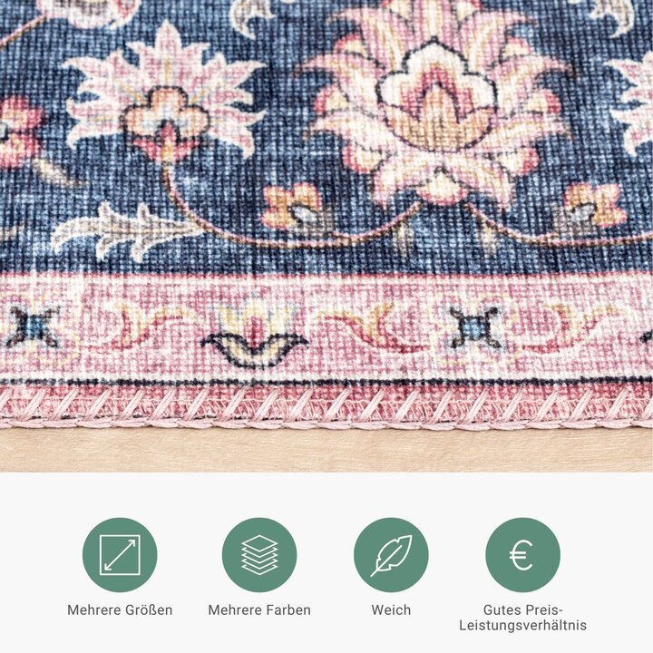 Teppich Vintage - Lily Medaillon Rot Rosa - 4