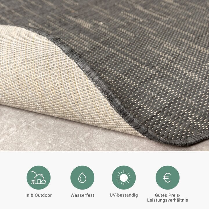 In- & Outdoor Teppich Rund - Malta Arrow Schwarz - 4