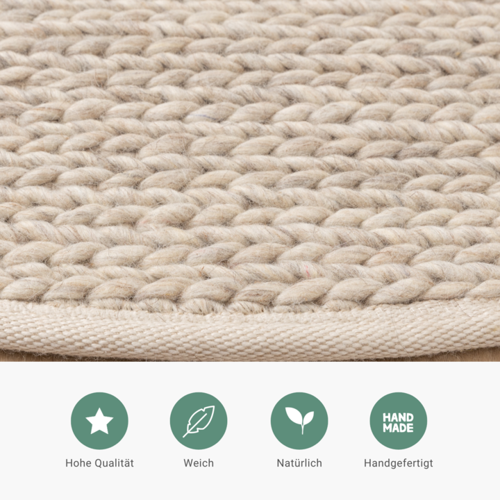 Wollteppich Rund - Twist Beige - 4