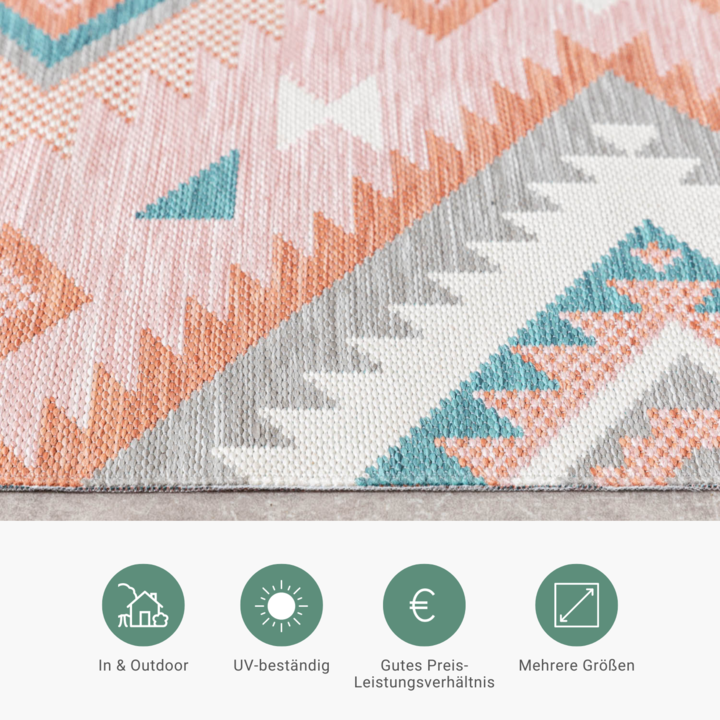 Outdoor Teppich Boho - Vedra Aztec Rosa - 4