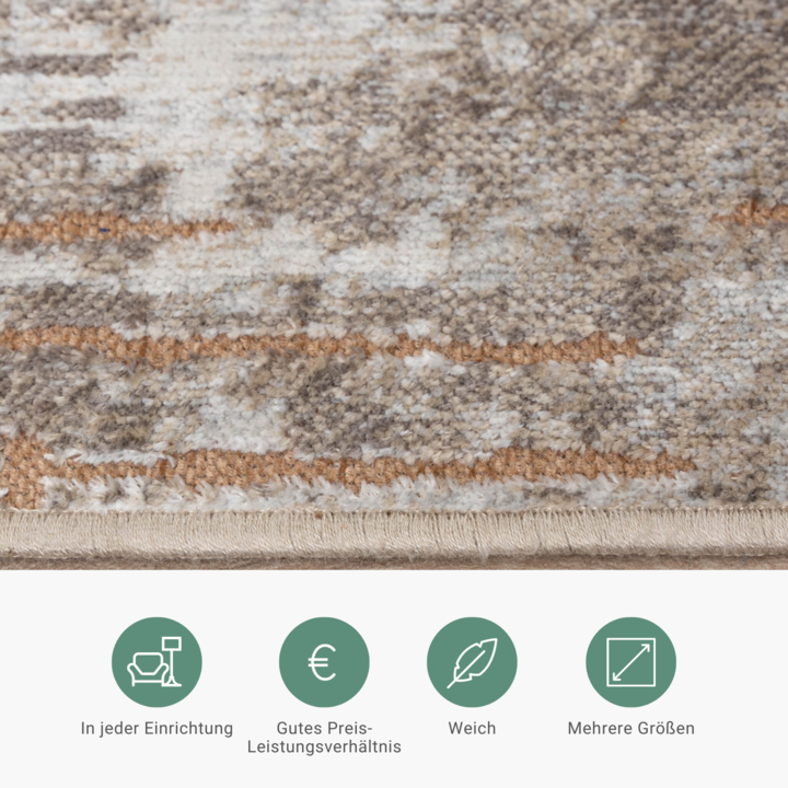 Teppich Modern - Hendrix Grunge Creme Terracotta - 5