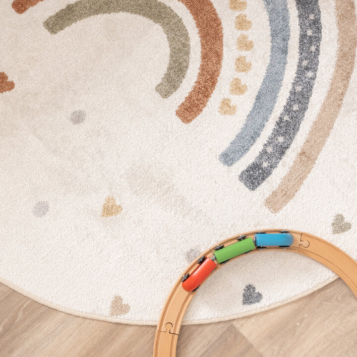 Waschbarer Kinderteppich Rund - Ravi Rainbow Bunt - 2