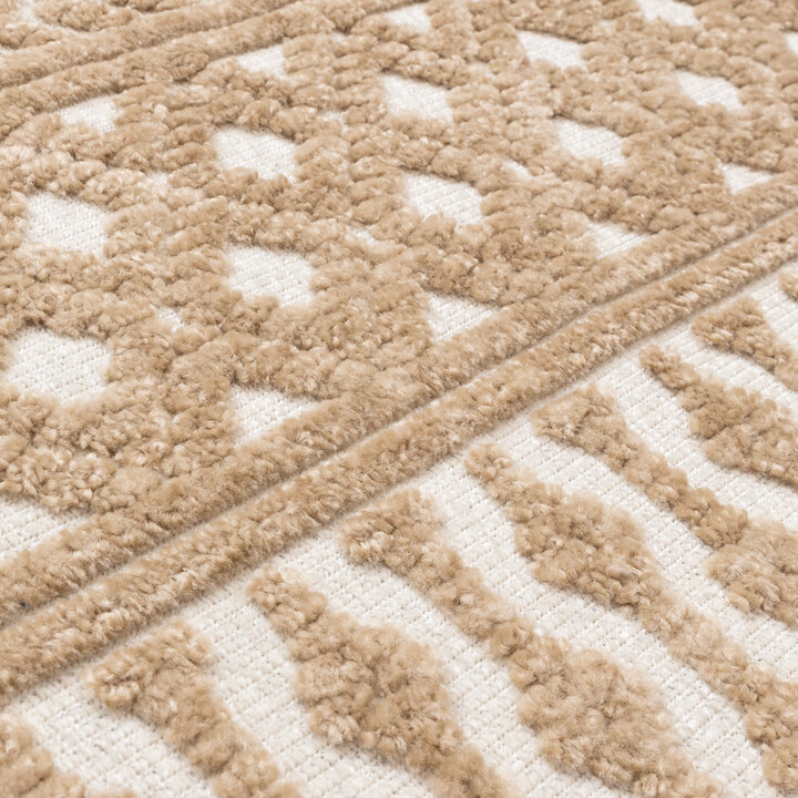 Waschbarer Teppich - Dunya Geo Beige Weiß - 4