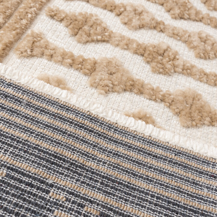 Waschbarer Teppich - Dunya Geo Beige Weiß - 7