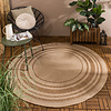 Jute Gartenteppich Rund - Mavi Border Creme Braun - thumbnail