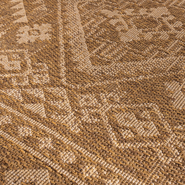 Garten Teppich Jute - Mavi Medaillon Creme Braun - 3