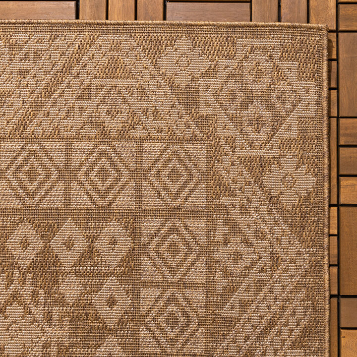 Garten Teppich Jute - Mavi Medaillon Creme Braun - 4