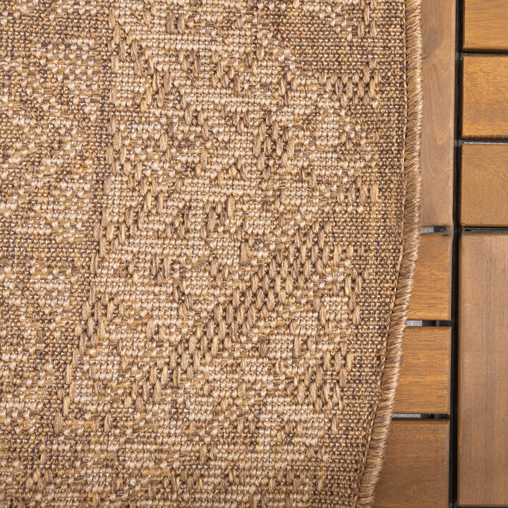 Jute Gartenteppich Rund - Mavi Medaillon Creme Braun - 4